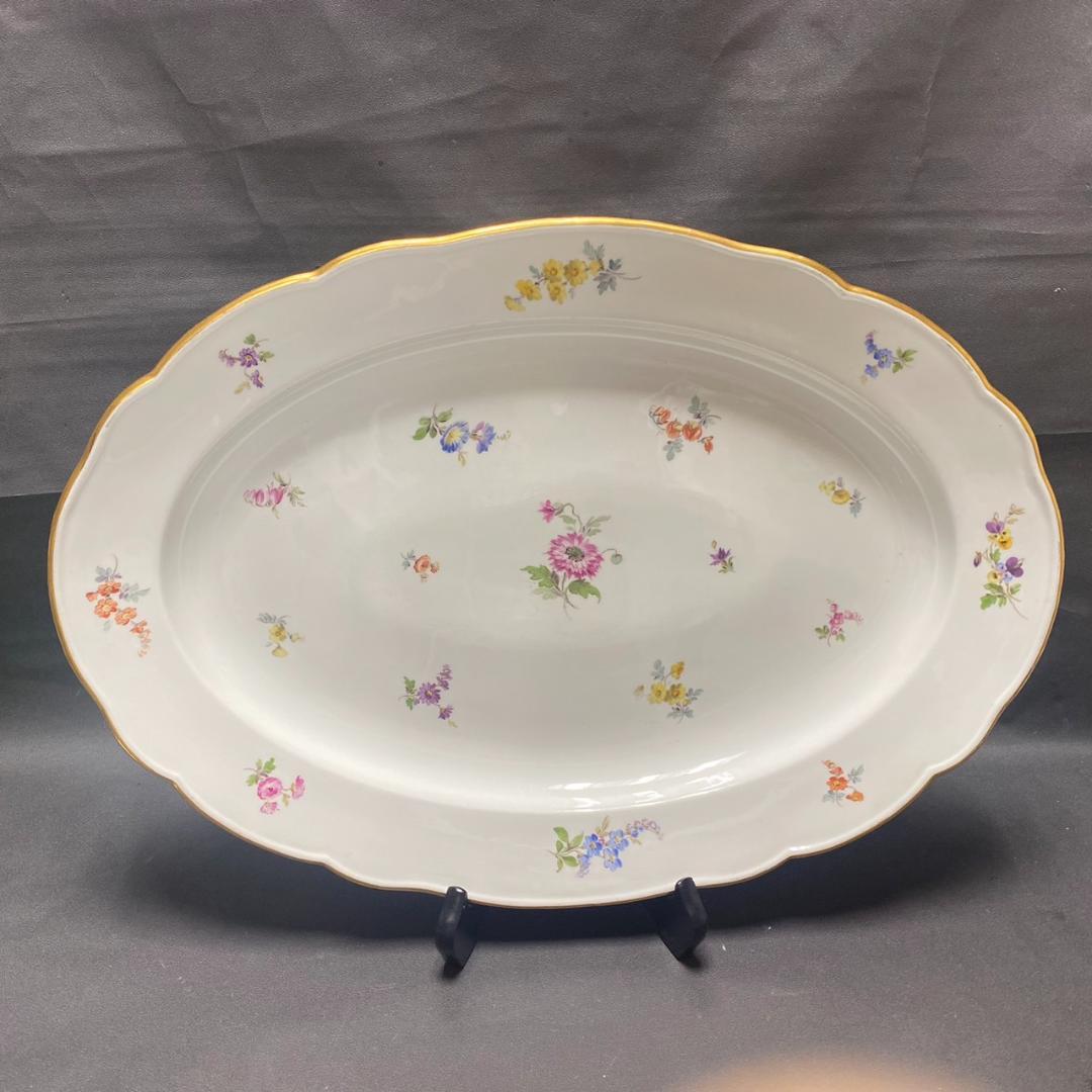 1117F 希少　マイセン 散らし小花 スキャタードフラワー オーバルプレート