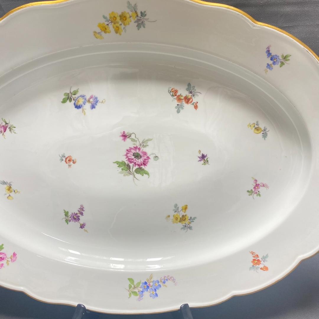 1117F 希少　マイセン 散らし小花 スキャタードフラワー オーバルプレート