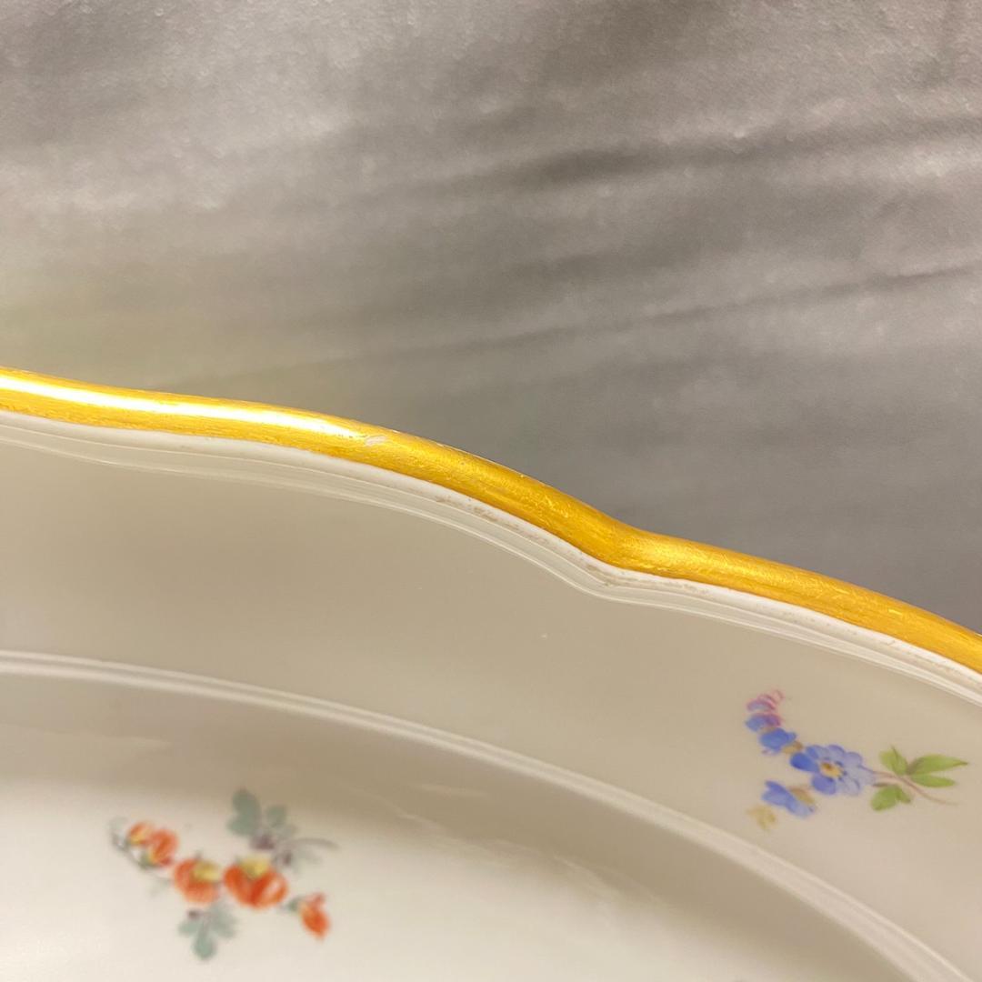 1117F 希少　マイセン 散らし小花 スキャタードフラワー オーバルプレート