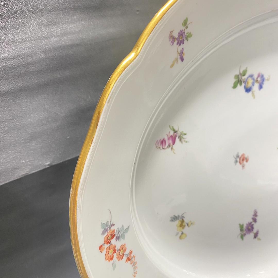 1117F 希少　マイセン 散らし小花 スキャタードフラワー オーバルプレート