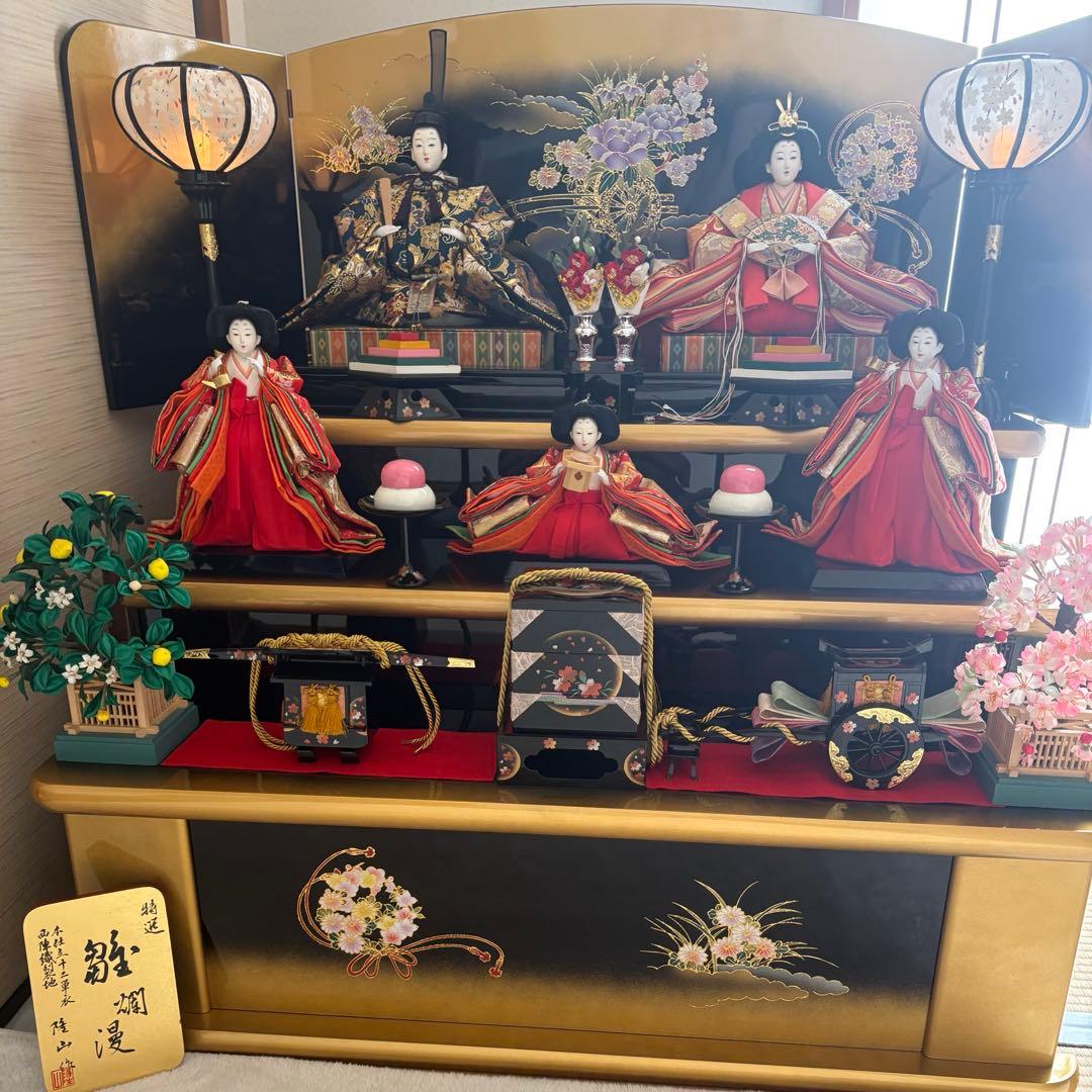 雛人形3段飾り 雛人形セット 大型 赤金 ひな祭り ひな飾り