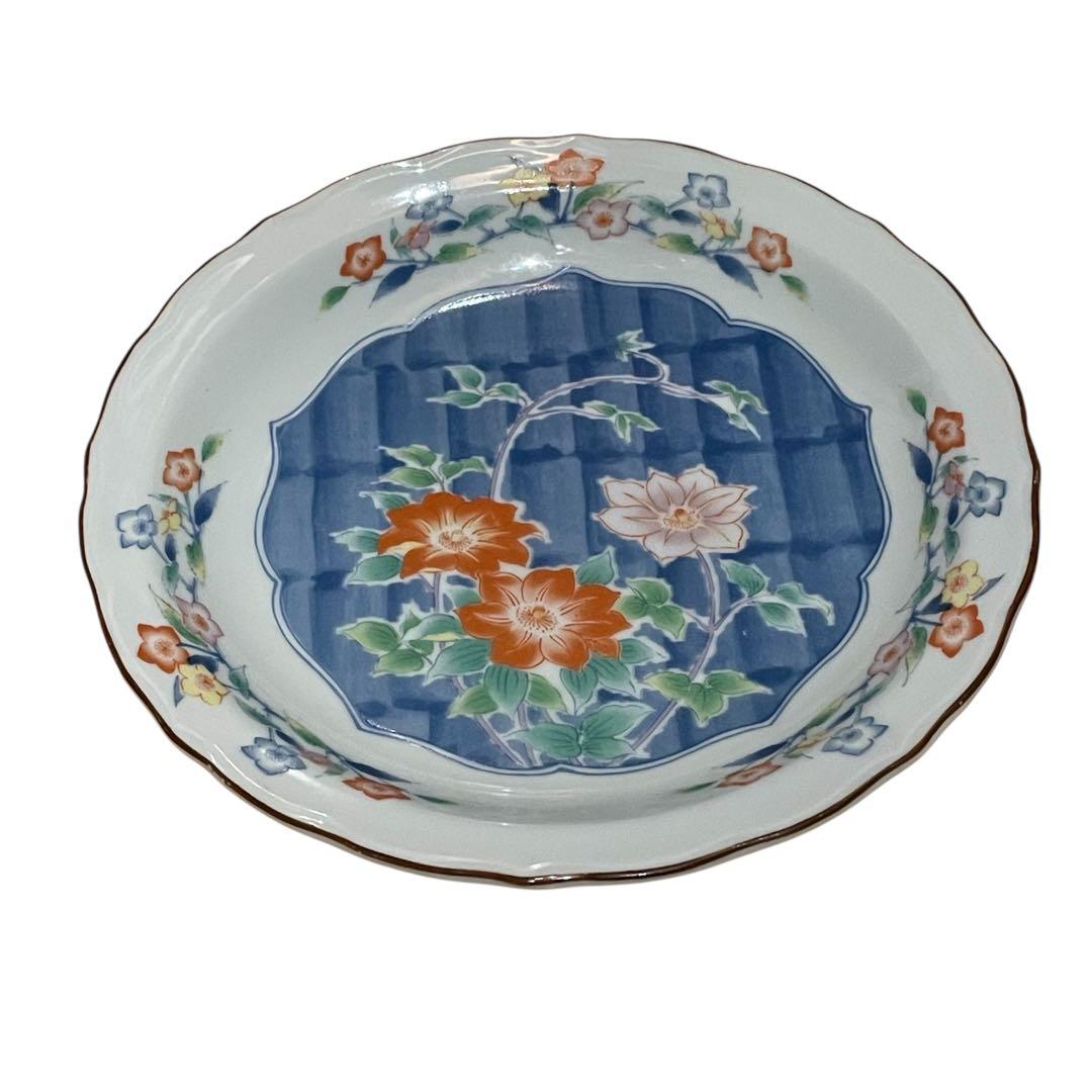 【日本の美を食卓に】有田焼 峰山窯 六寸皿 花文様 青海波 7枚セット