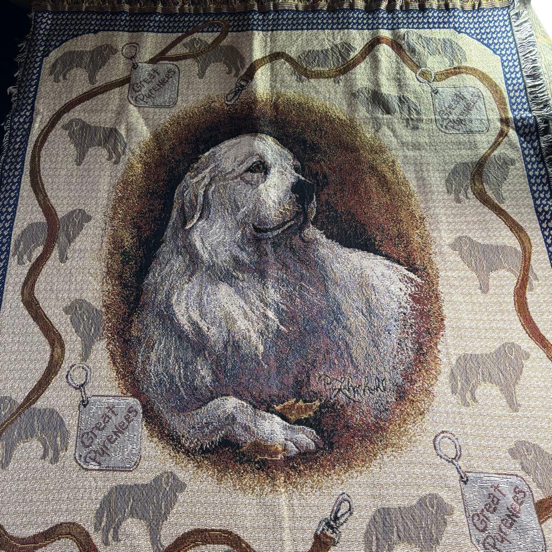 大判　犬タペストリー　USA製　グレートピレニーズ　コットンラグ　タグ付き　希少