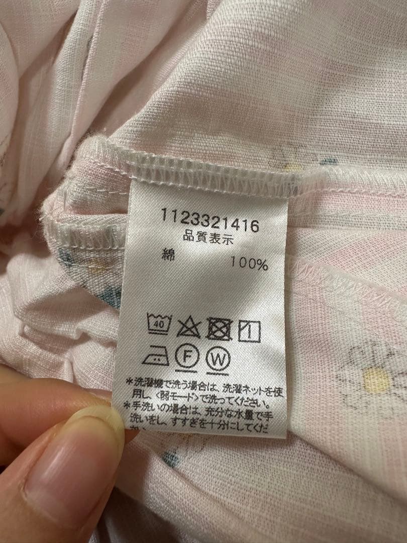 ウサギと卵デザイン 半袖ワンピース 100%綿