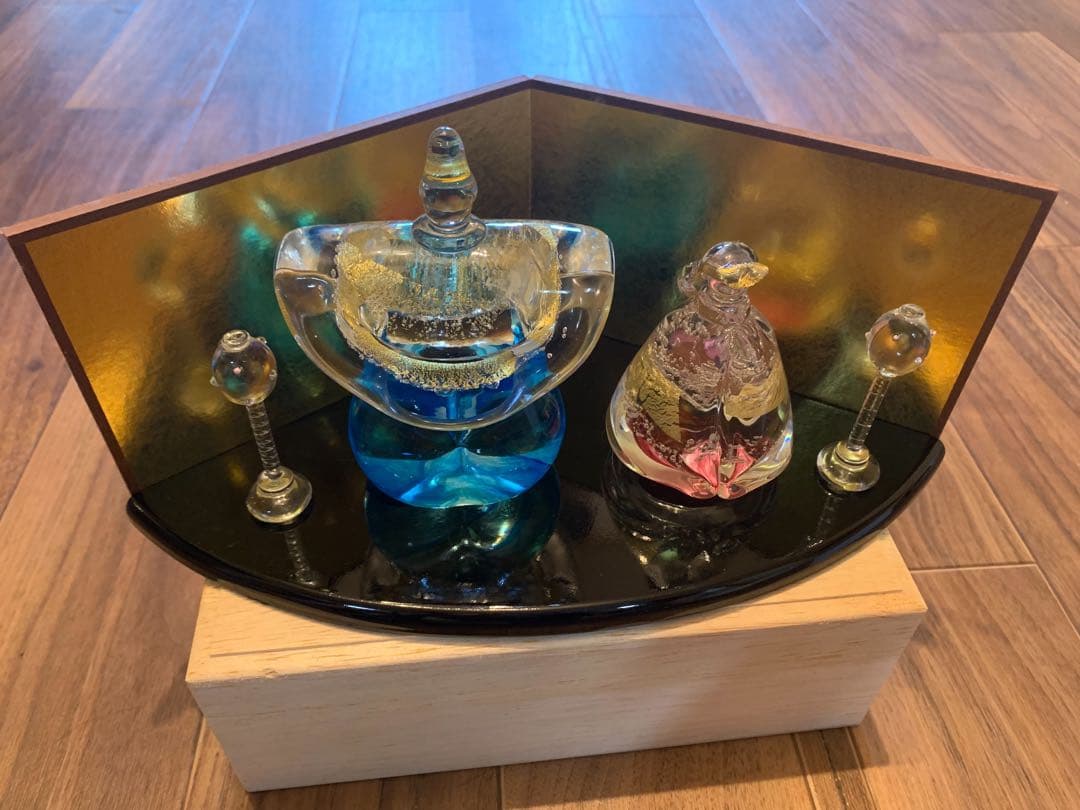 瑠璃雛　雛人形　るりびな　奈良ガラス工房　金箔　立雛