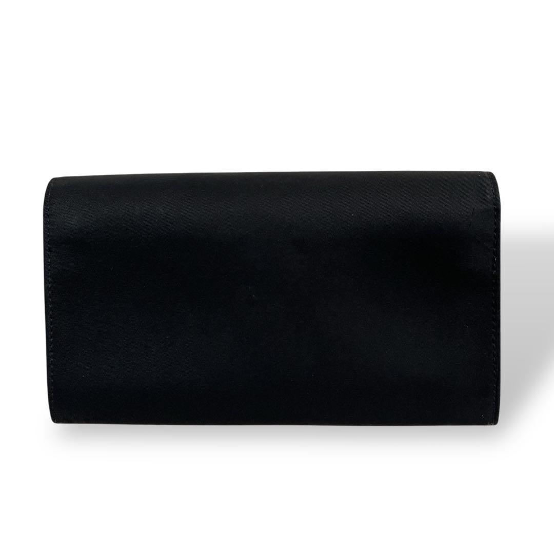 プラダ　長財布　三角ロゴプレート　ロングウォレット　ブラック　ナイロン　レザー