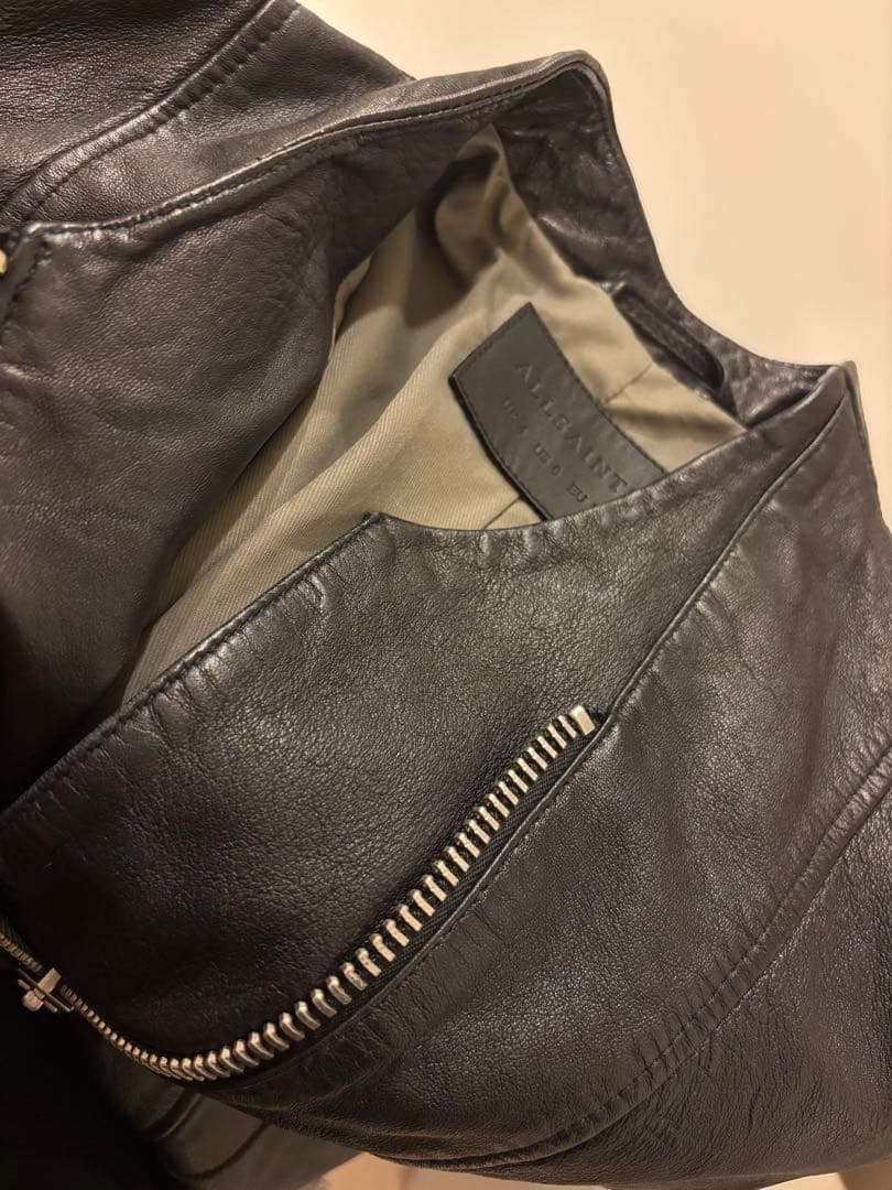 【美品】オールセインツ　ブラックレザージャケット ダブルジップ