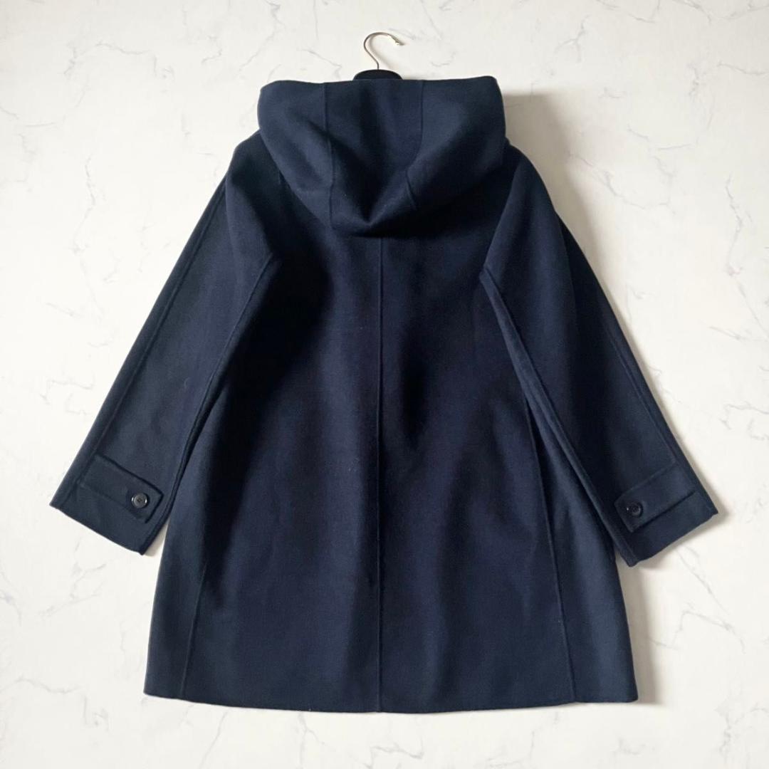 【美品】マックスマーラ クチートアマーノ ダッフルコート 内側ストライプ 紺 L