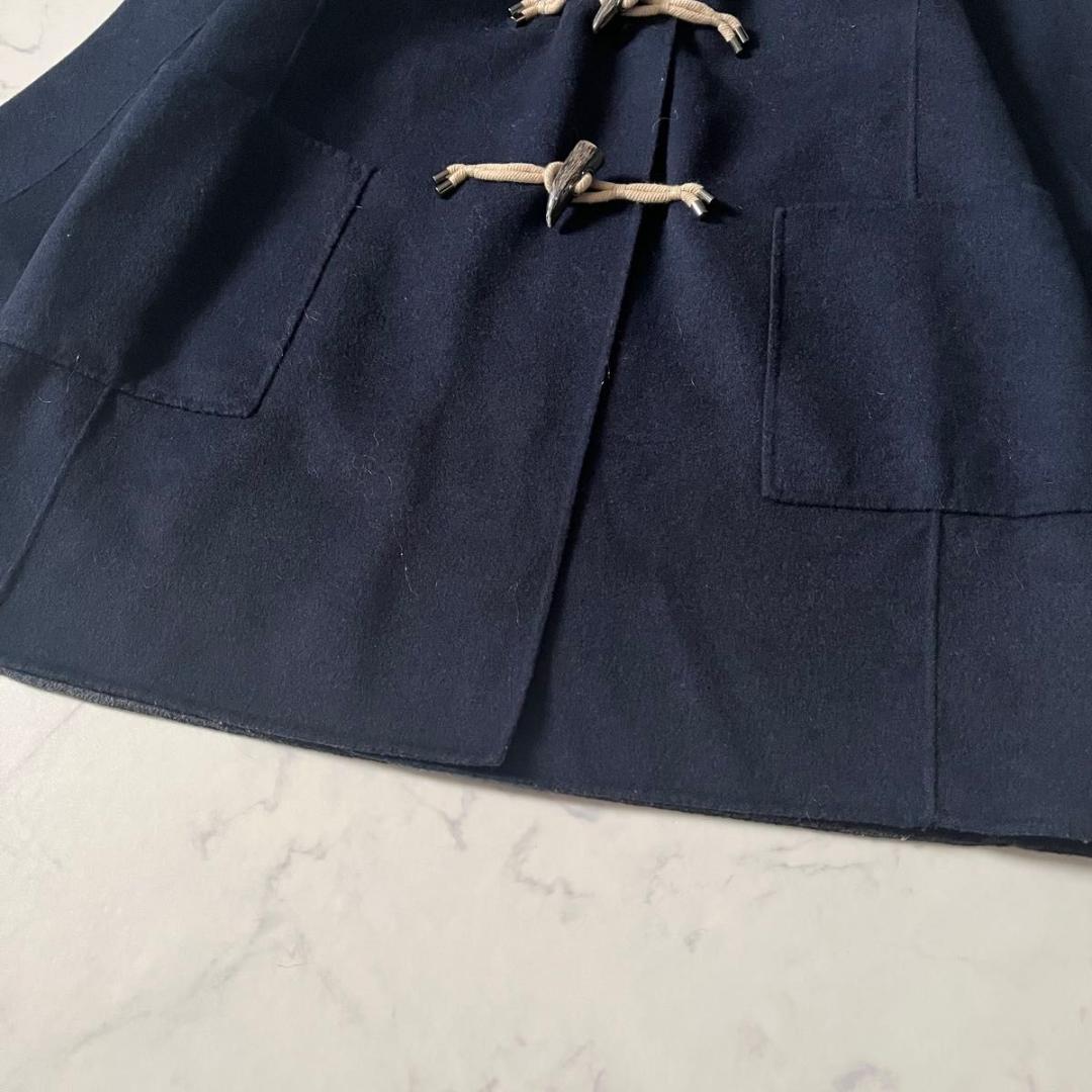 【美品】マックスマーラ クチートアマーノ ダッフルコート 内側ストライプ 紺 L