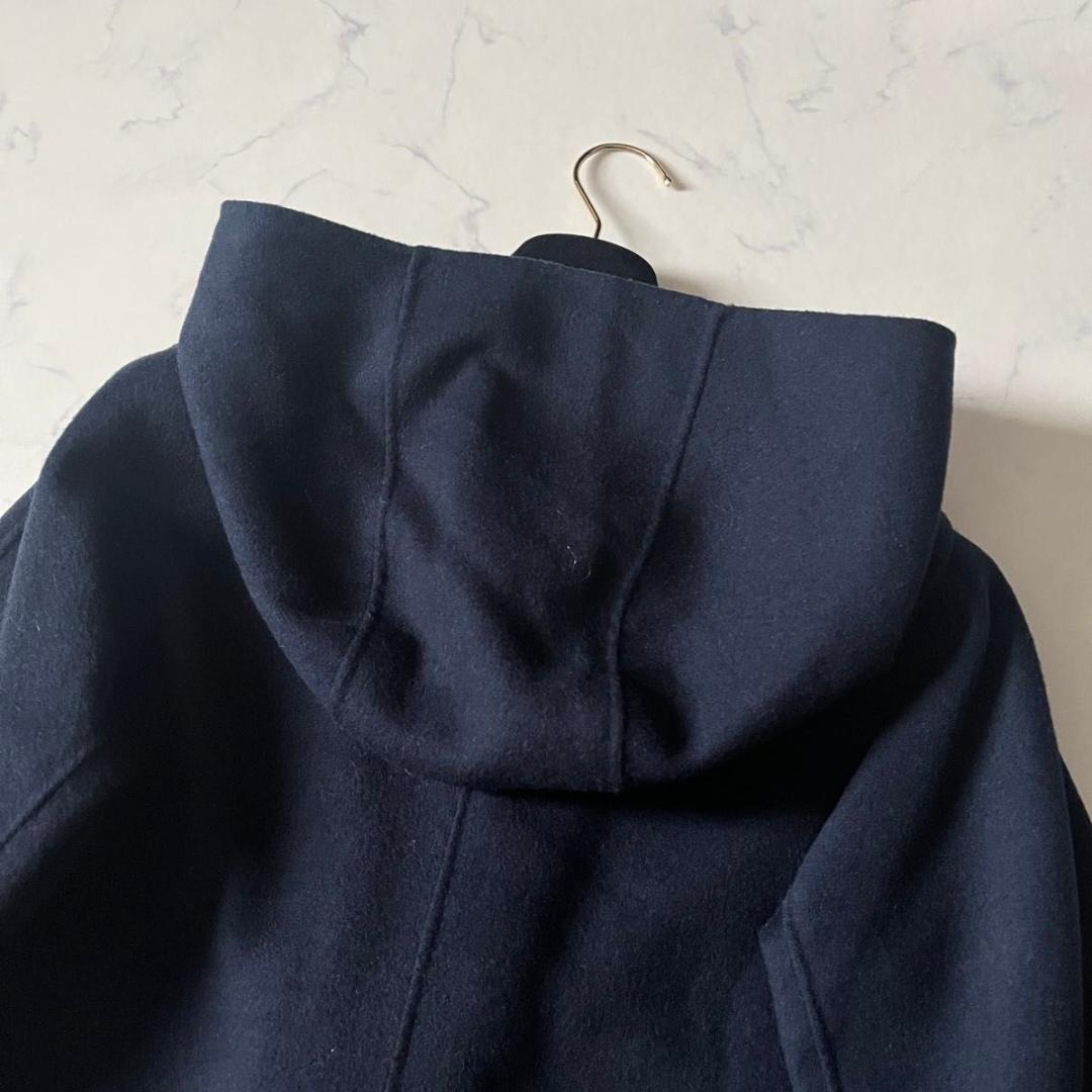 【美品】マックスマーラ クチートアマーノ ダッフルコート 内側ストライプ 紺 L