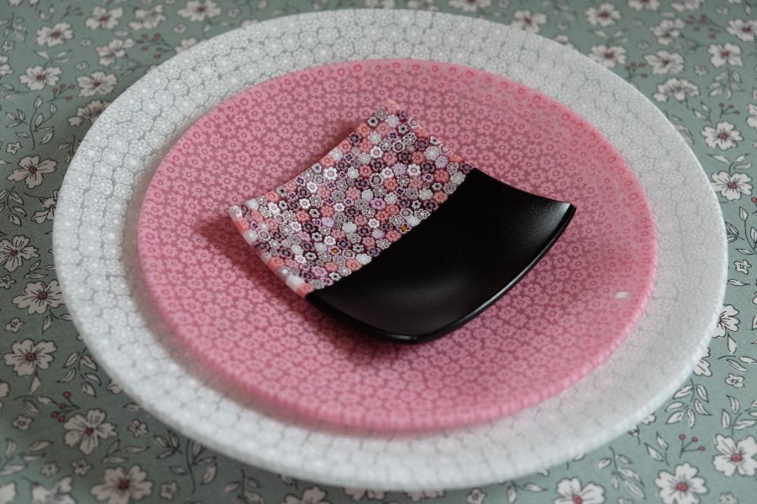 ミルフィオリ プレート 小皿 ベネチアングラス 検/ガラス 江波冨士子 田子美紀