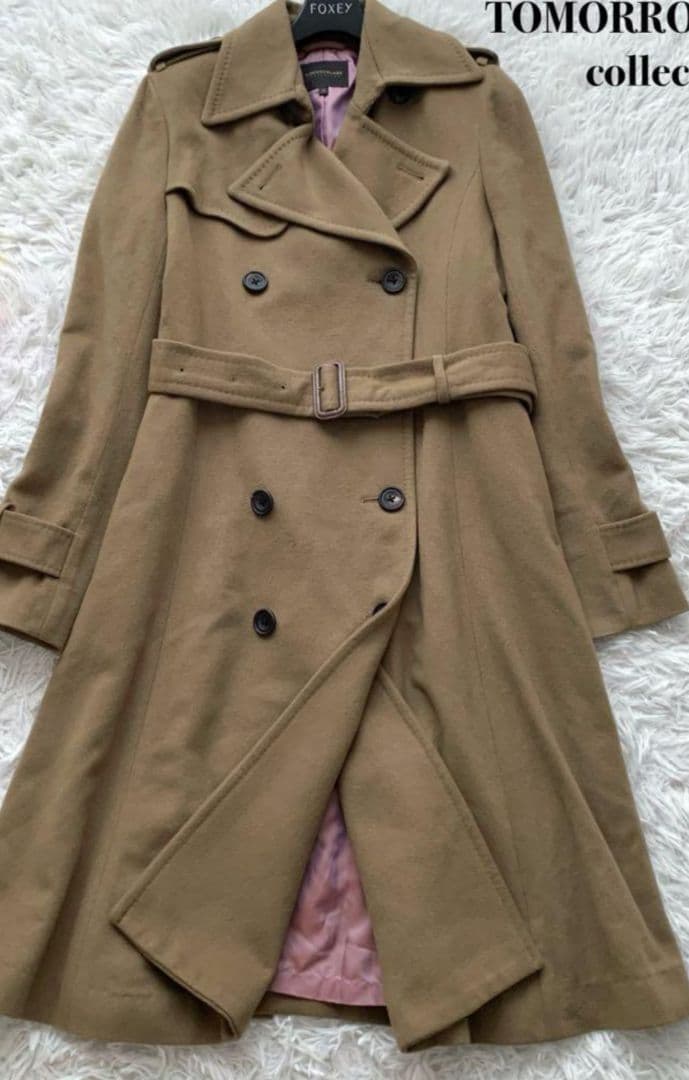 美品　トゥモローランド ロングコート カシミヤ100% ベルト ベージュ M