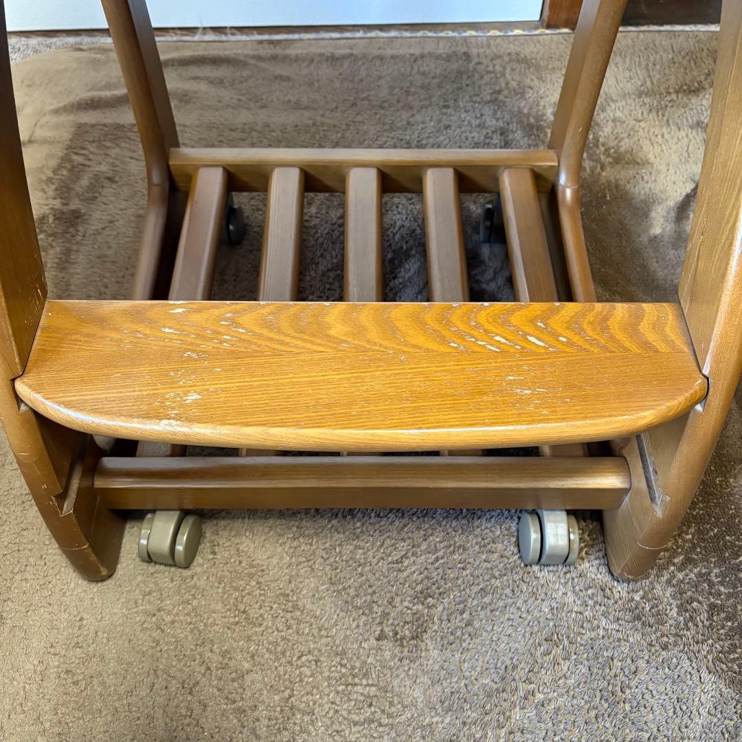 【ヒカリサンデスク(光製作所)】木製学習机+デスクワゴン+キャスター付きチェア