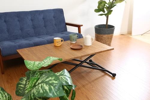 《新品・送料無料》昇降テーブル　シルビア　アンティークブラウン