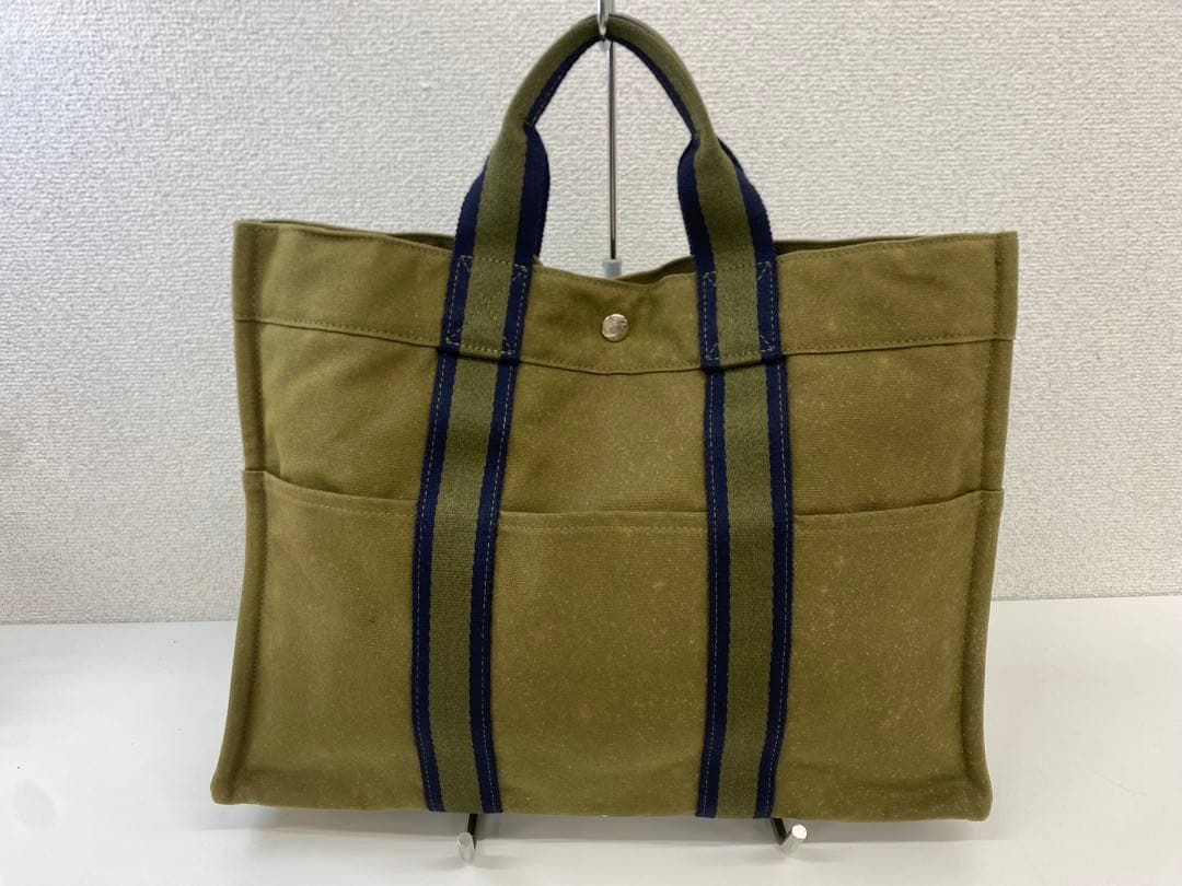 【未使用】HERMES エルメス キャンバストートバッグ カーキ