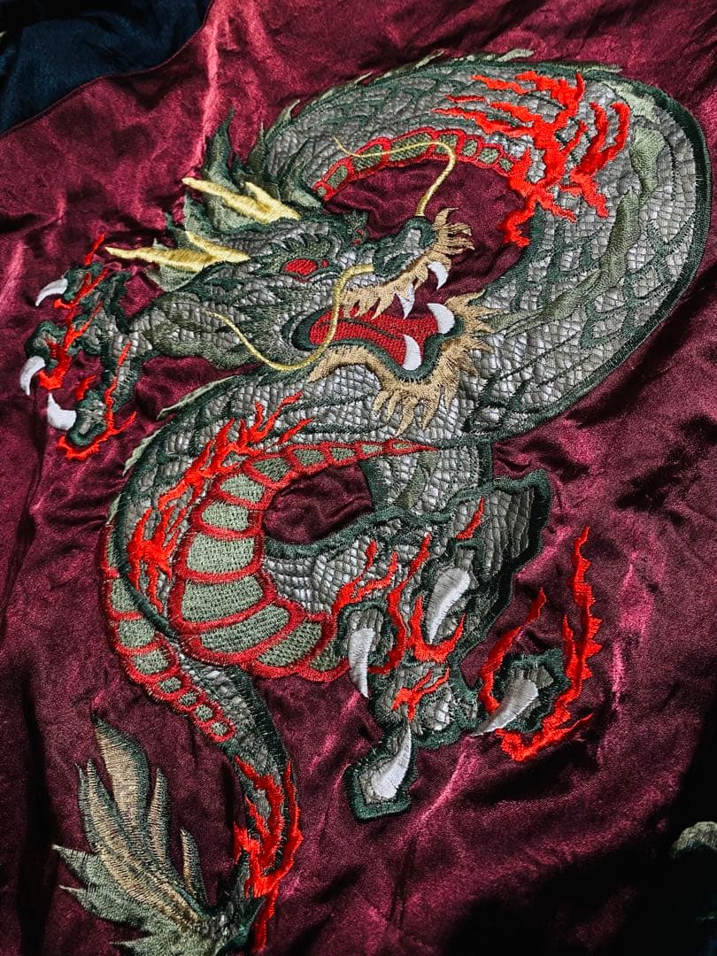 90s vintage handmade 龍 日本限定 スカジャン サテン