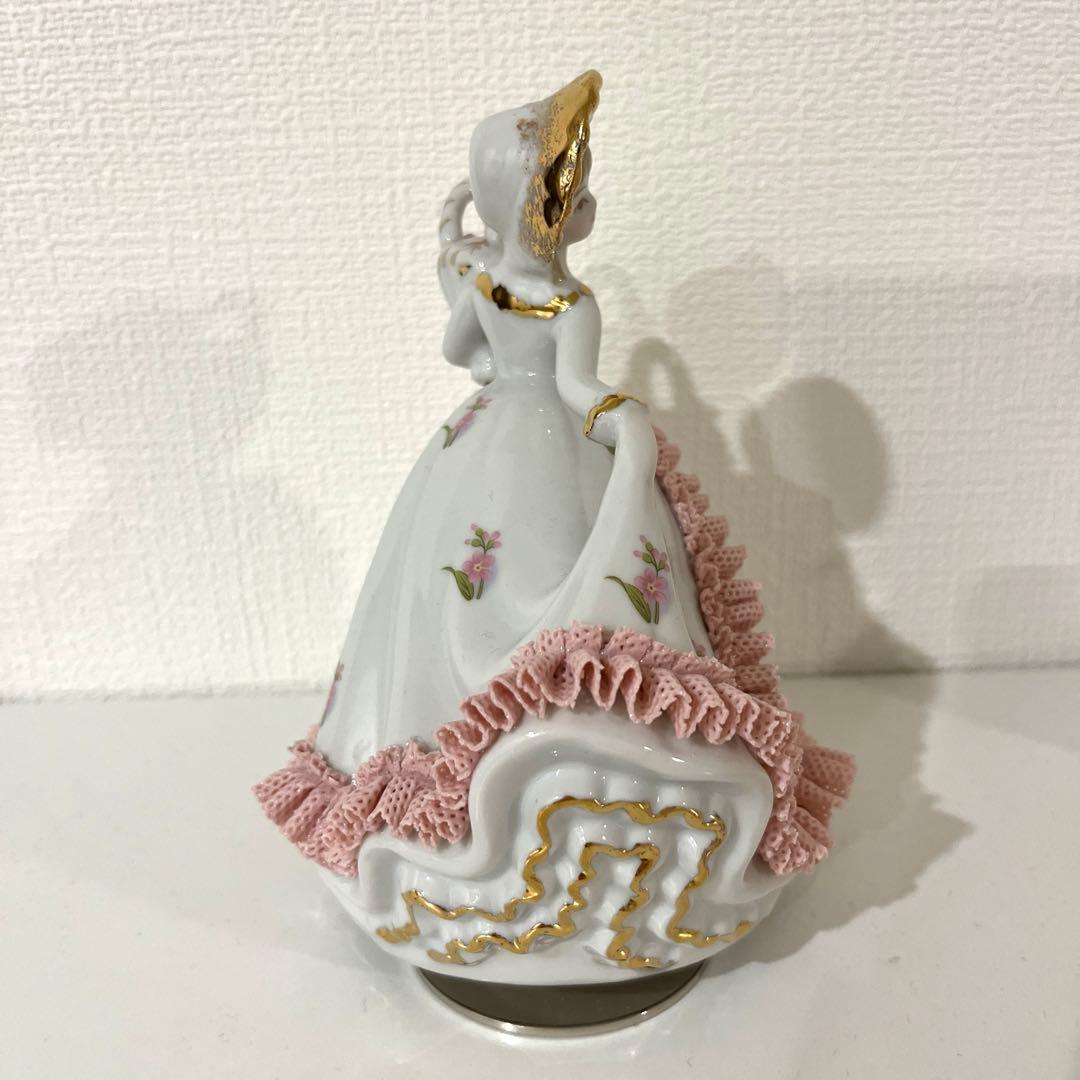 オルゴール アンティーク 陶器製女性像