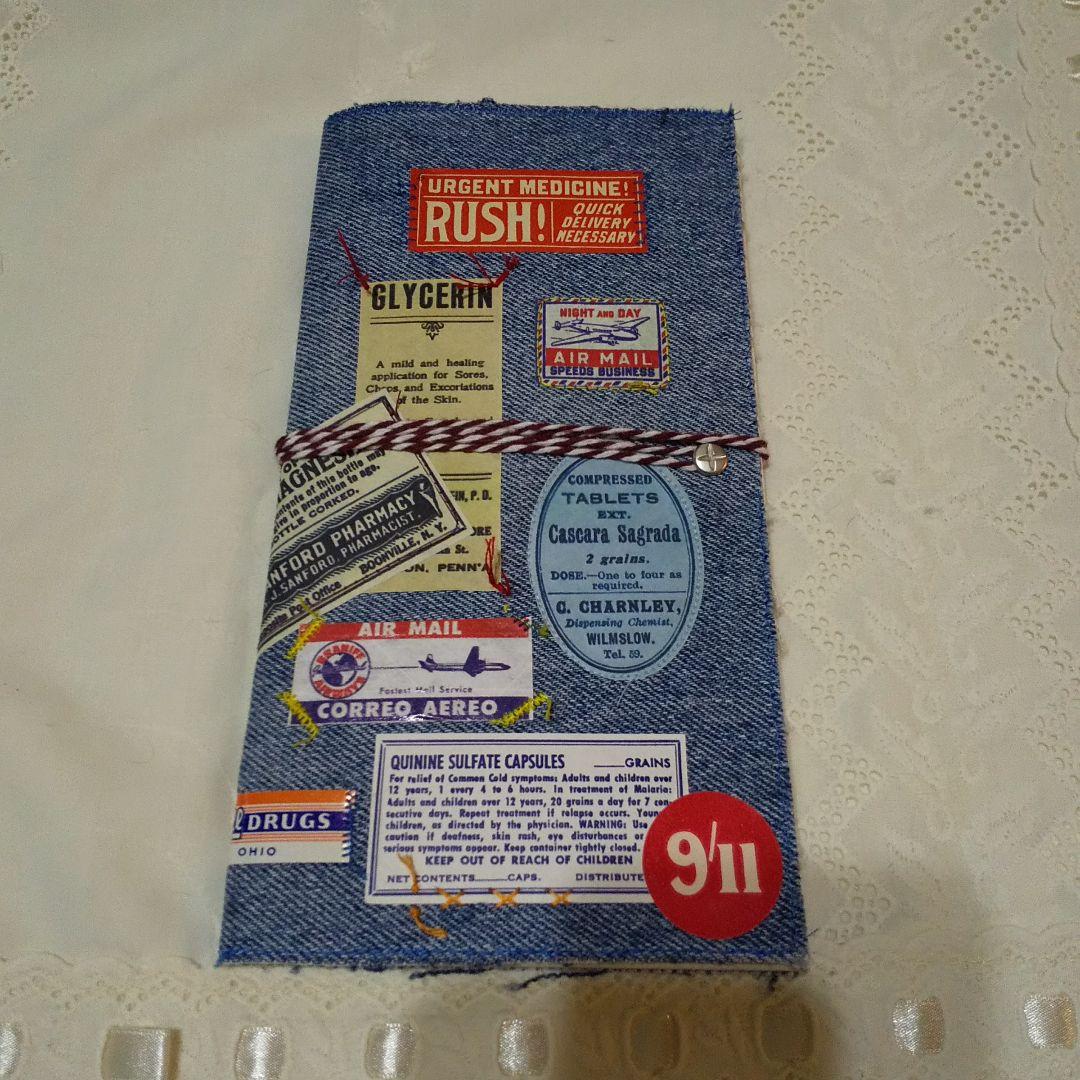 トラベラーズノート　デニム　ラベル　ビンテージ　ジャンクジャーナル