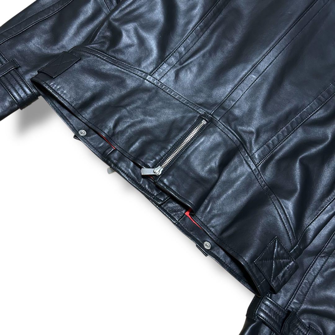 美品 Diagram ダイアグラム ダブルライダースジャケット ラムレザー 羊革