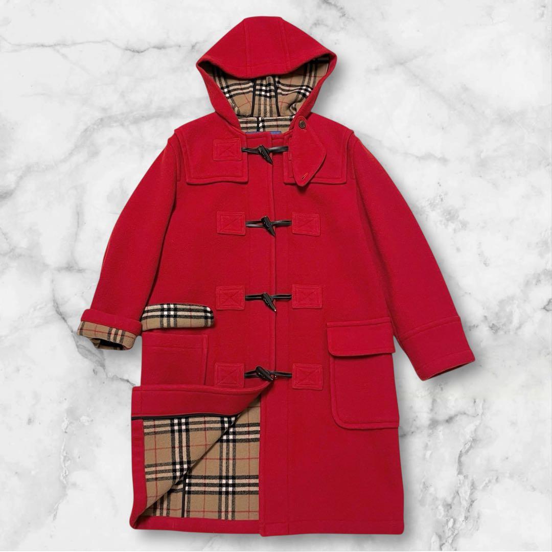 美品✨　バーバリー ブルーレーベル ノバチェック ダッフルコート 赤
