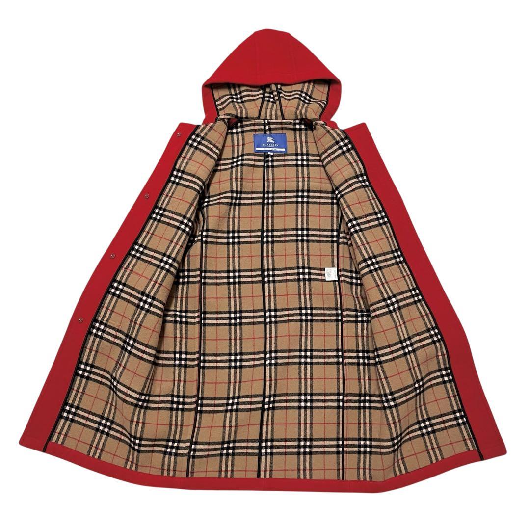 美品✨　バーバリー ブルーレーベル ノバチェック ダッフルコート 赤