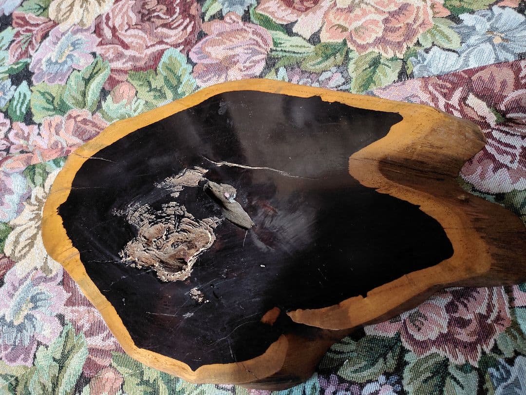 黒檀輪切り　天然木　花台　加工済