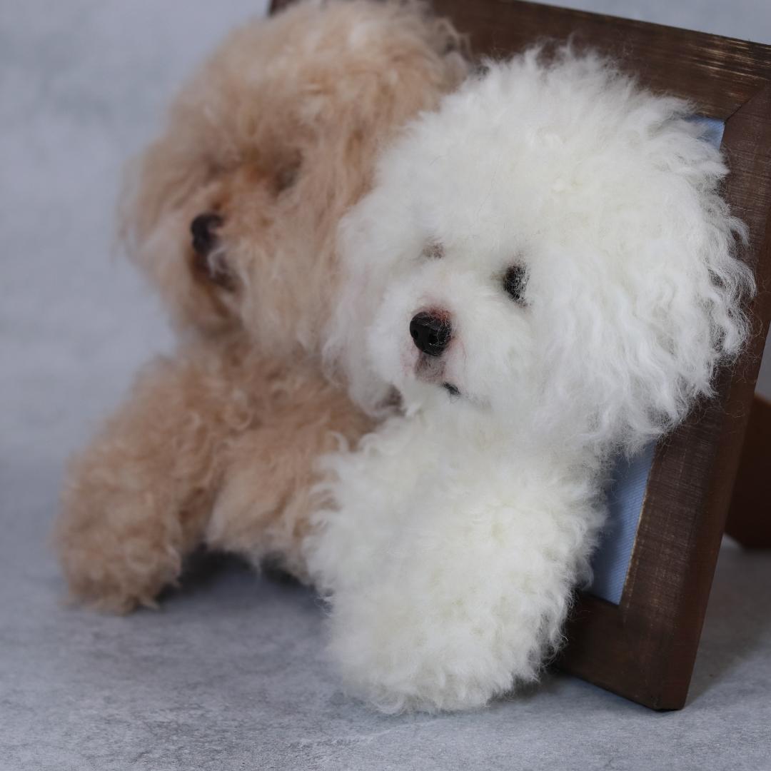 羊毛フェルト いおさま　トイプー　フレーム　ハンドメイド　オーダー