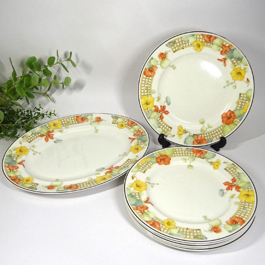 【a-082c/g】　プレート　オーバルプレート　トレリスの花