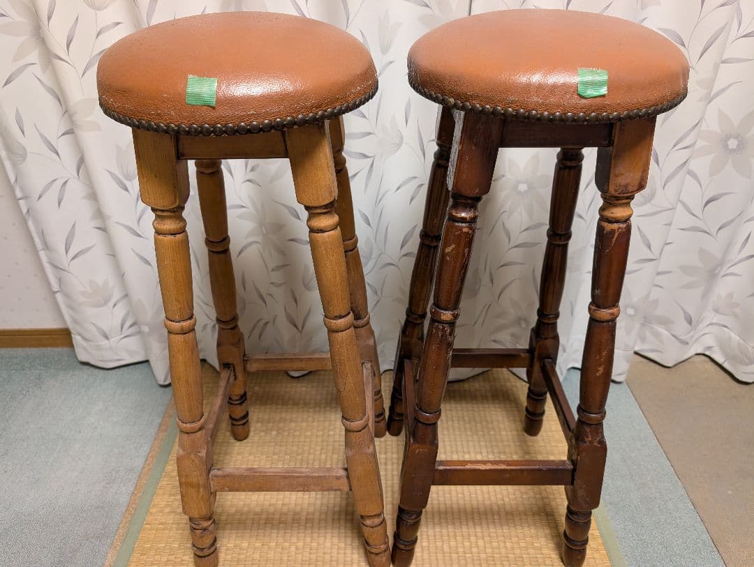 木製　スツール　カウンター チェア　2脚　イタリア風