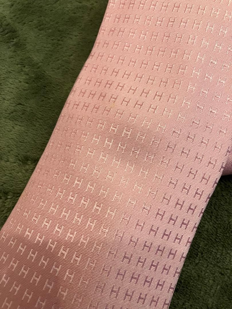 HERMES PARIS シルク ネクタイ ピンク　H