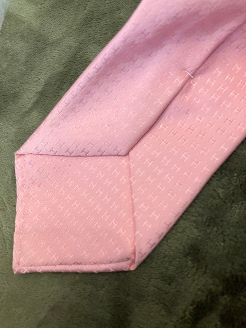 HERMES PARIS シルク ネクタイ ピンク　H