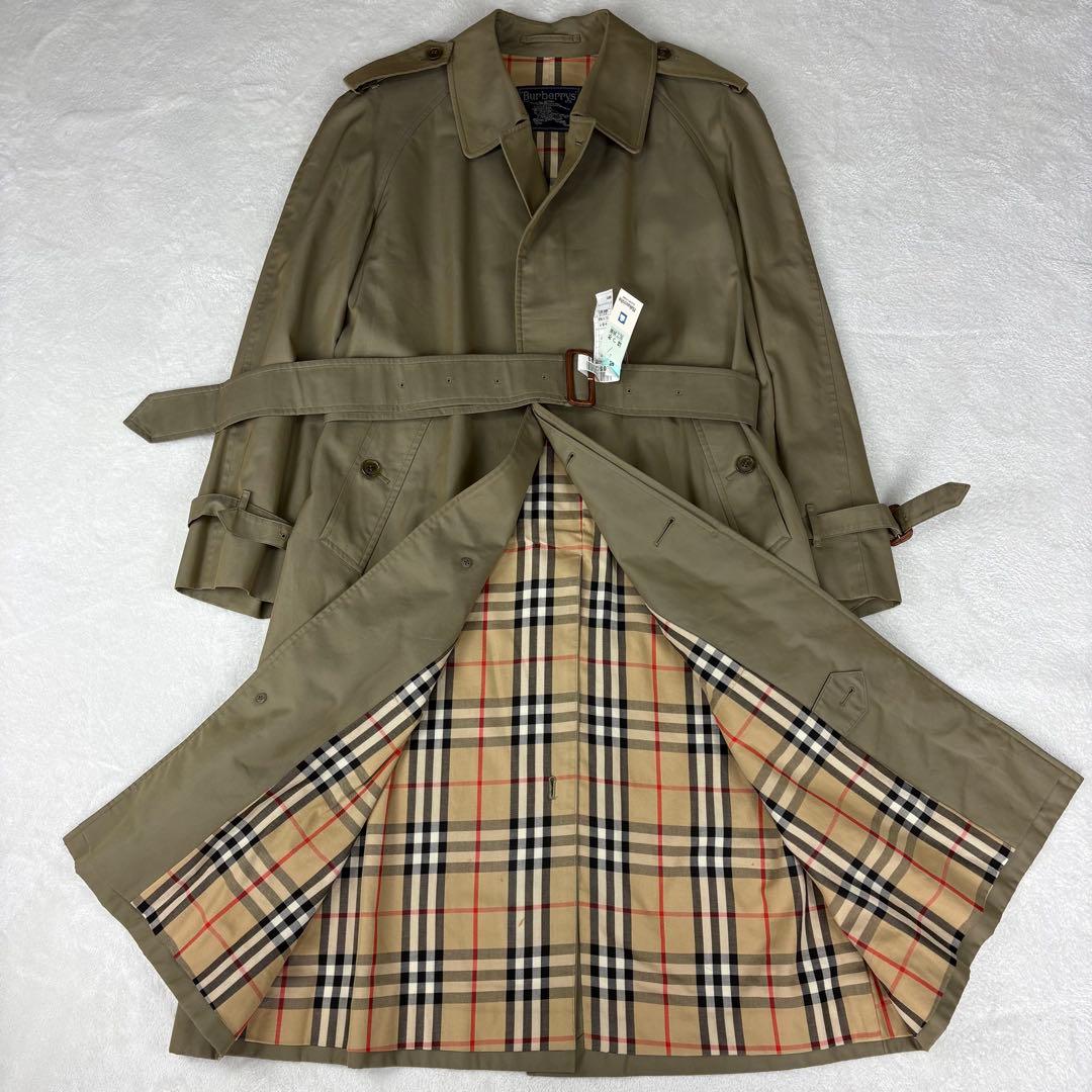 バーバリー　トレンチコート　ノバチェック　玉虫色　カーキ　ダブル　ベルト