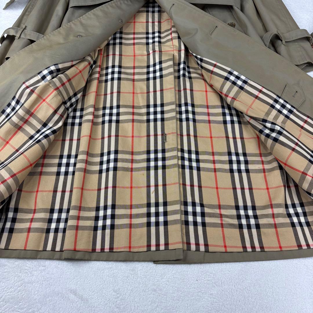 バーバリー　トレンチコート　ノバチェック　玉虫色　カーキ　ダブル　ベルト