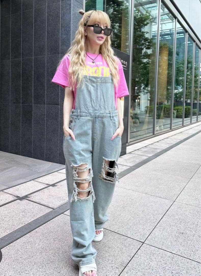 美品‼️MIRROR9 ダメージ　デニム　サロペット　完売品