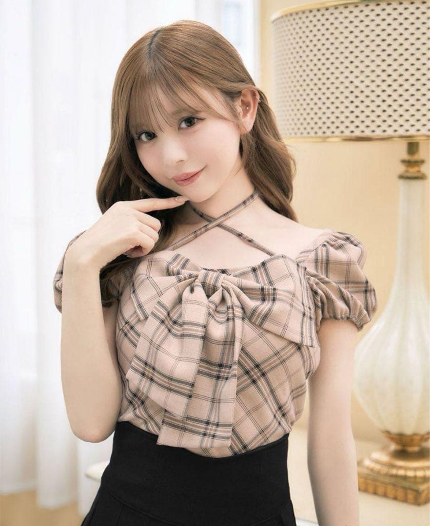 micheliMacaron ミシェルマカロン ビックリボン ブラウスベージュ