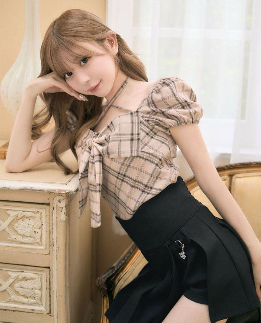 micheliMacaron ミシェルマカロン ビックリボン ブラウスベージュ