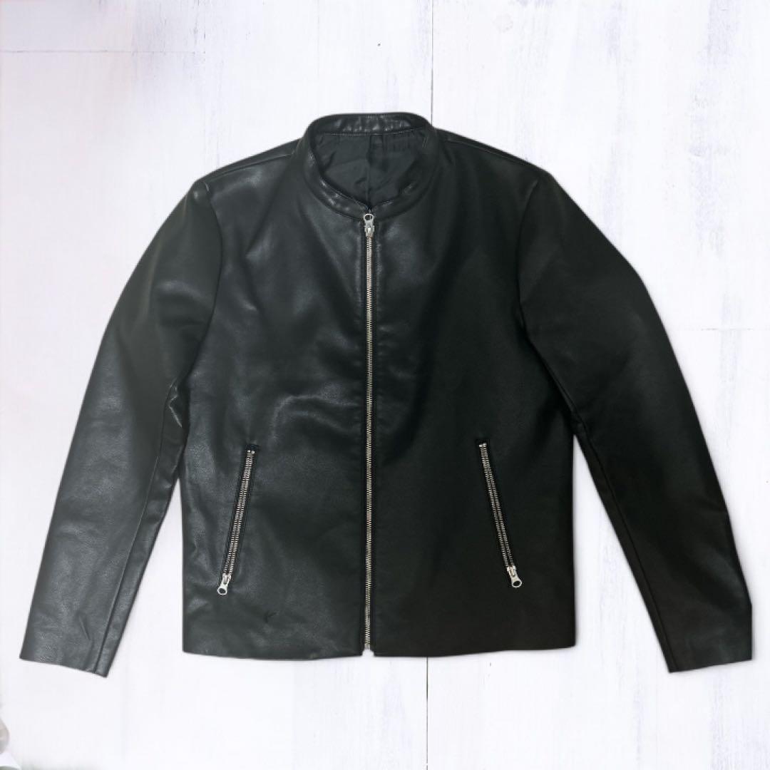 極美品TAKEO KIKUCHI ブラックレザーライダースジャケット Mサイズ