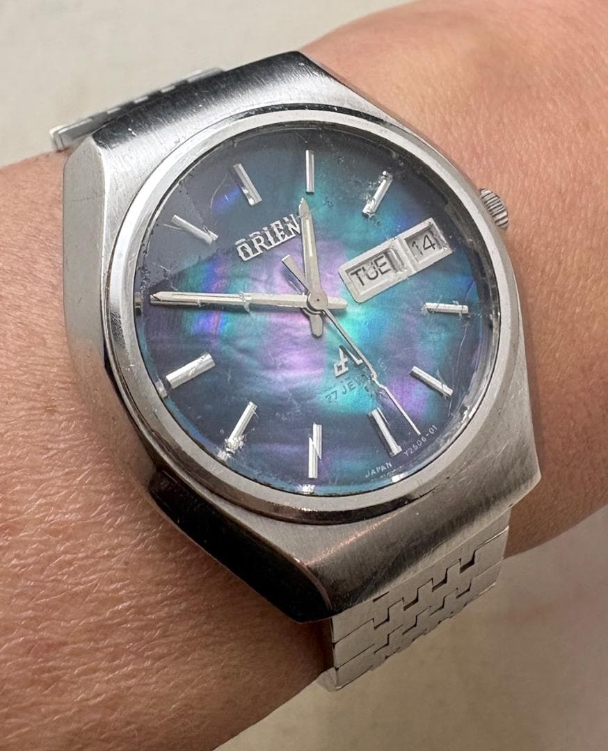 929/稼働 オリエント クロノエース 9面カットガラス ホログラム盤 自動巻き