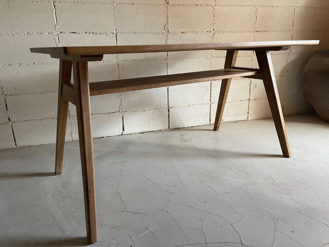 unico ADDAYウニコ アディ　ダイニングテーブル　オーク無垢材　棚板付