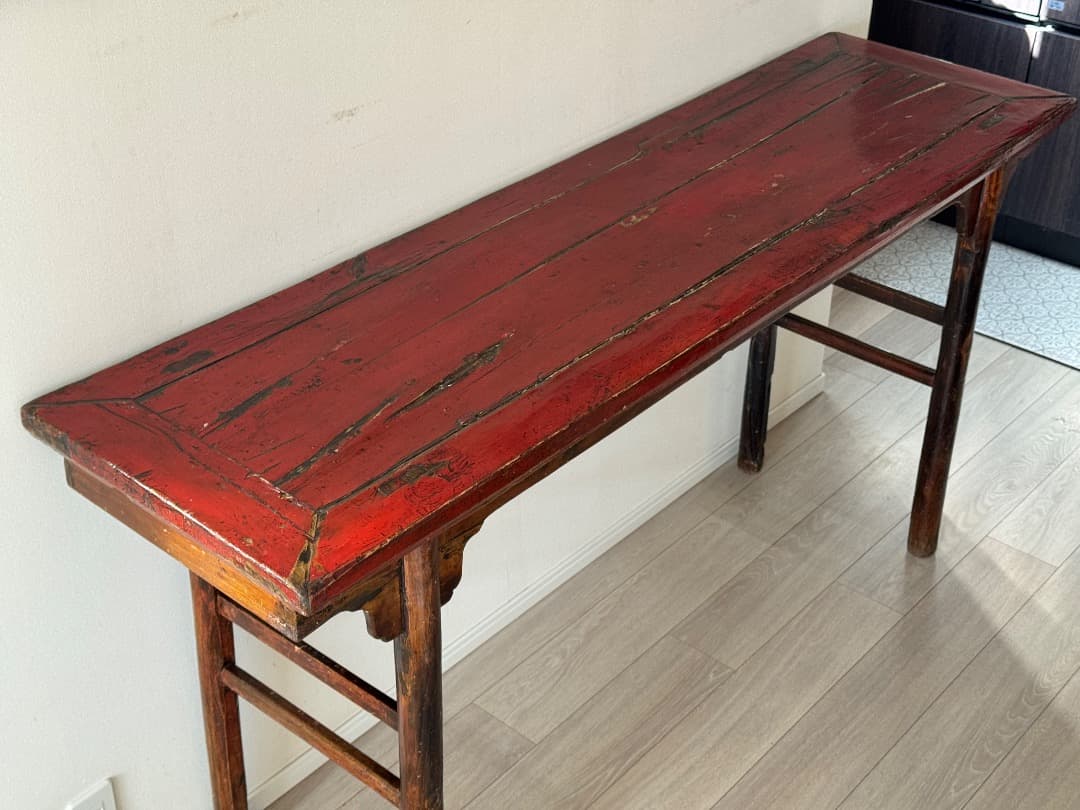 中国風 赤漆コンソールテーブル アンティーク調レプリカ 美品 170cm