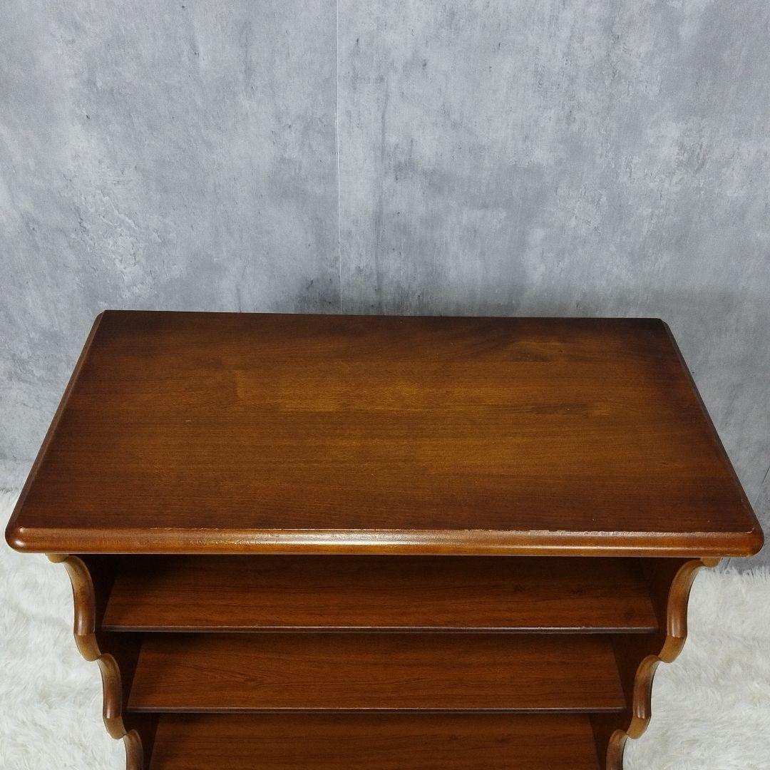 【美品】昭和レトロ カリモク コロニアル 木製ラック スリッパラック 古家具