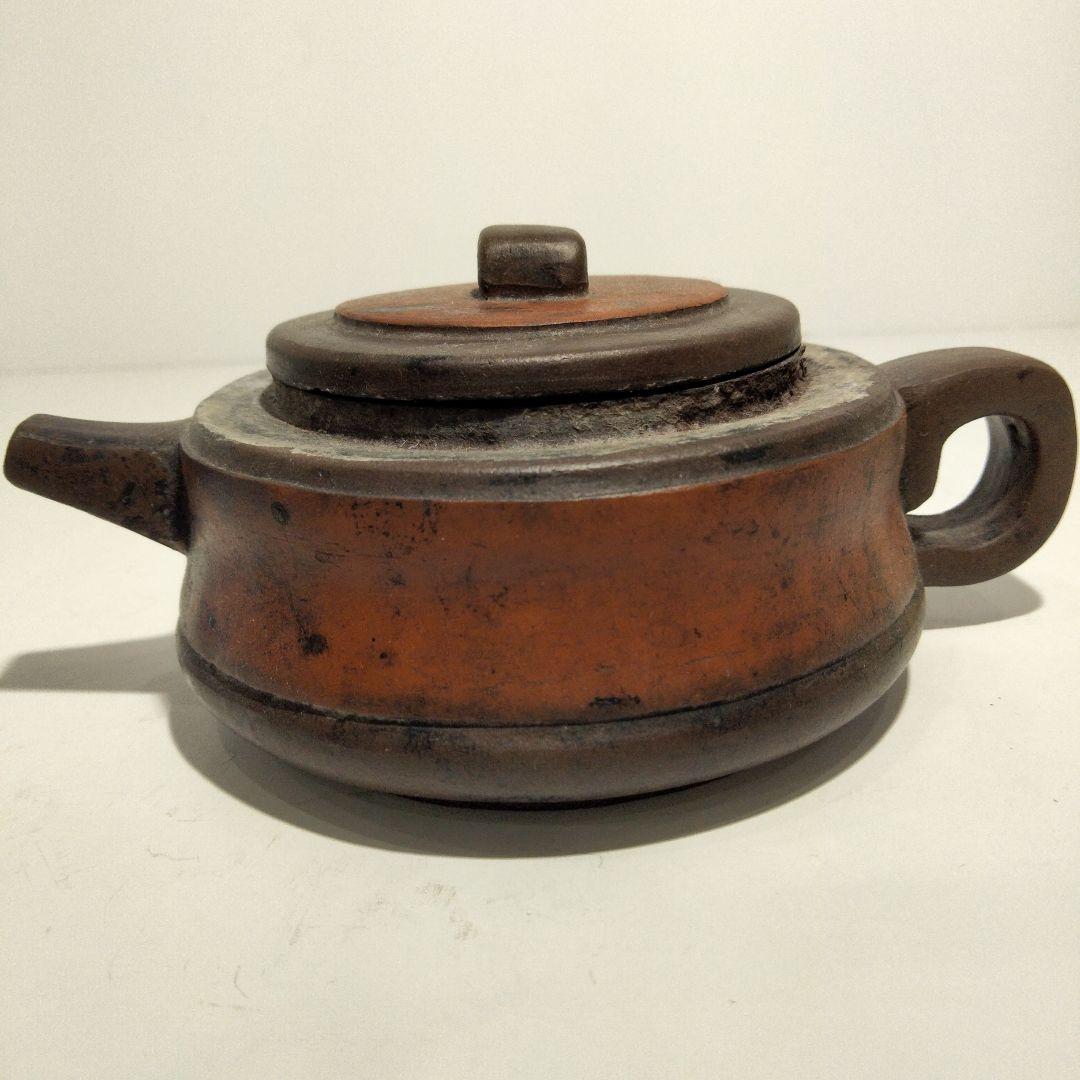 M135-3 清朝期 万豊順記款 (萬豊順記) 平底 紫砂壺 朱泥壺 紫砂急須