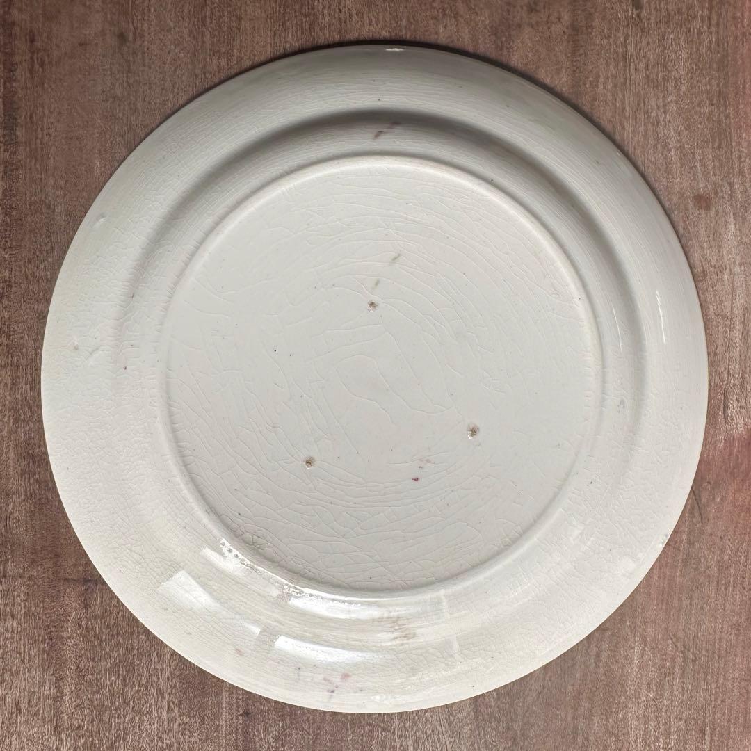 [ レア ] 珉平焼　リム皿　色絵　花文　賀集珉平　淡路焼　江戸期　美品