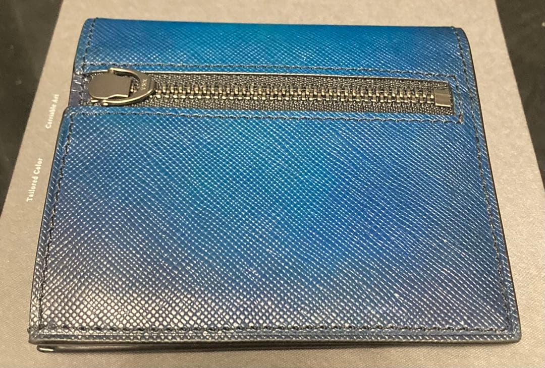 薄型2つ折り財布 Evo ブルー コンパクトウォレット ◆ YUHAKU ユハク