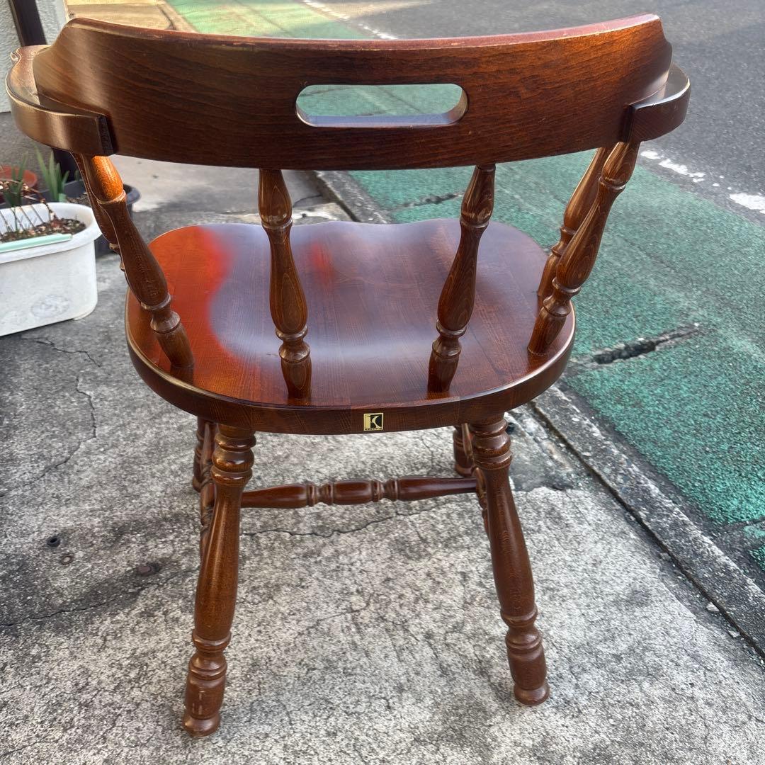 飛騨産業 キツツキ アームチェア 持ち手 ろくろ脚 ヴィンテージ②