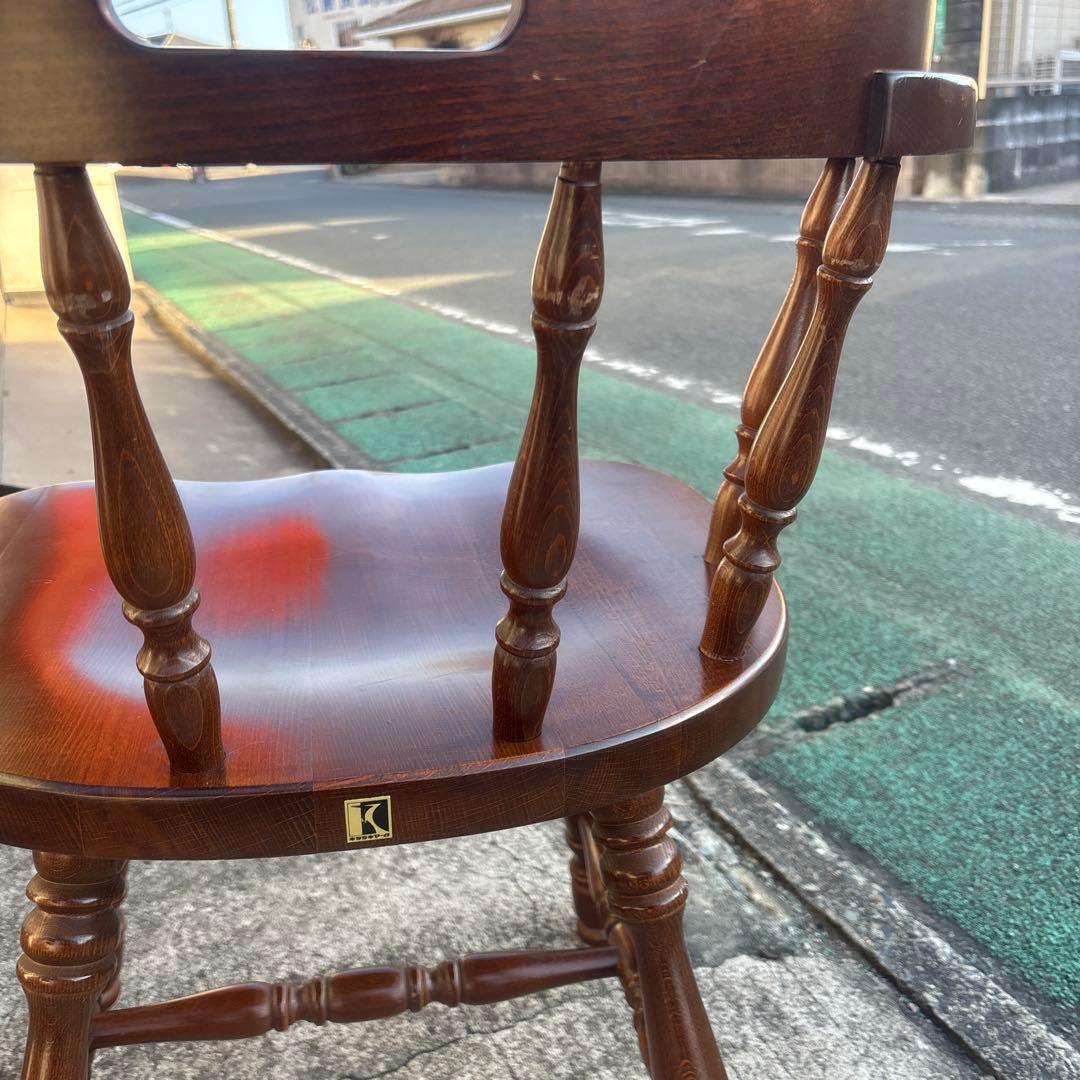 飛騨産業 キツツキ アームチェア 持ち手 ろくろ脚 ヴィンテージ②