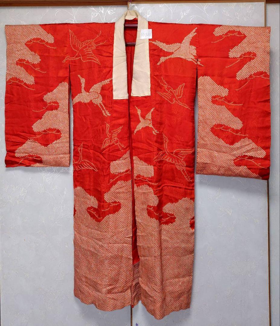 RK521アンティーク子供着物長襦袢着丈134センチ裄丈62センチ正絹綺麗美品