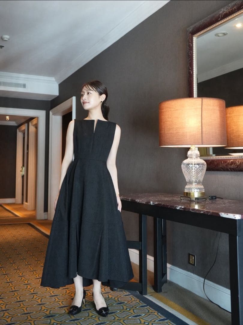 ローブブラン　Keyneck Jacquard Dress