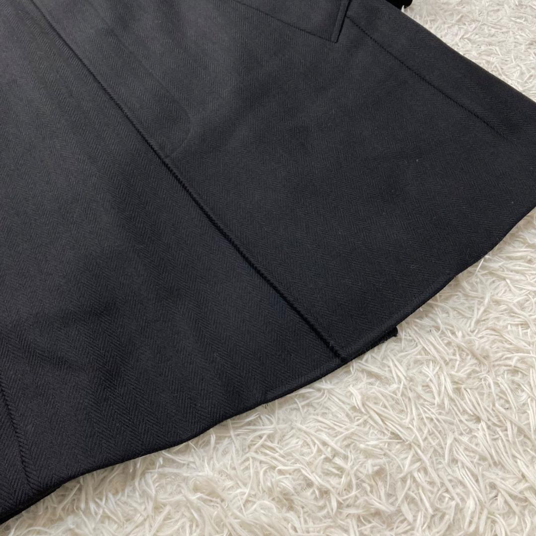 美品✨アクアスキュータム ヘリンボーン ウール ステンカラーコート ロングコート