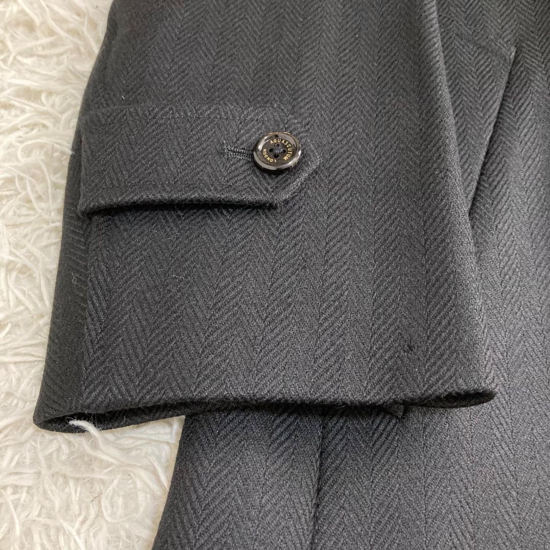 美品✨アクアスキュータム ヘリンボーン ウール ステンカラーコート ロングコート
